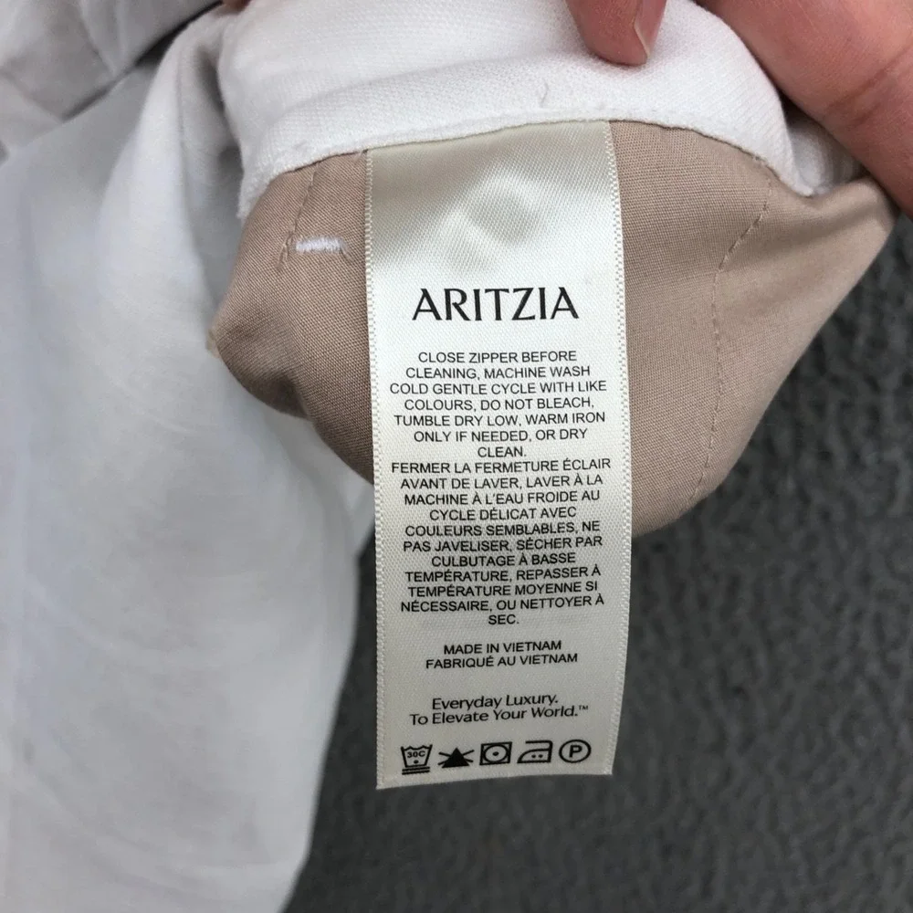 Wilfred Linen Pants Womens 8 Wide Leg High‎ Rise White Classic Beach Resortwear